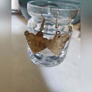 Carved Stone Earrings 925 Sterling Silver